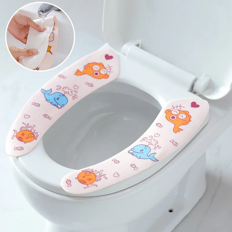

Cartoon Toilet Seat Covers Warm 1Pair Washable Soft Sticky WC Pad Toilet Lid Cover Closestool Seat Cover Bathroom Mat Accessorie