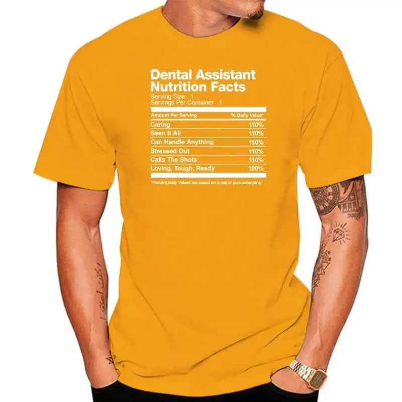 

Винтажная Мужская футболка с рисунком стоматологического ассистента по питательным фактам, модель 2020 детской, милая Мужская футболка, футб...