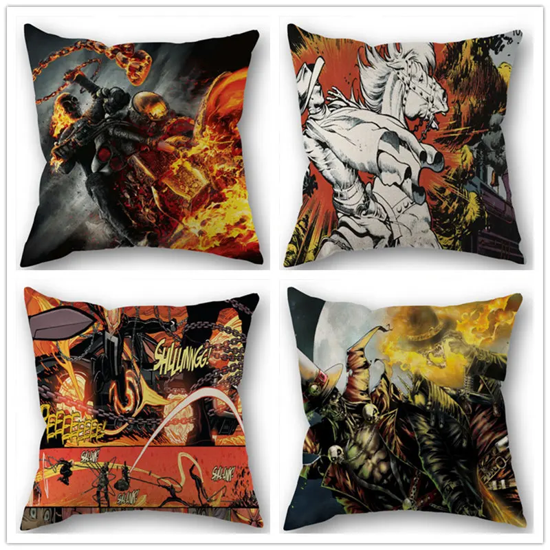 

New Arrival Ghost Rider Cotton Linen Square Zippered Pillow Cover For Office Family Customize Your Picture 45*45cm