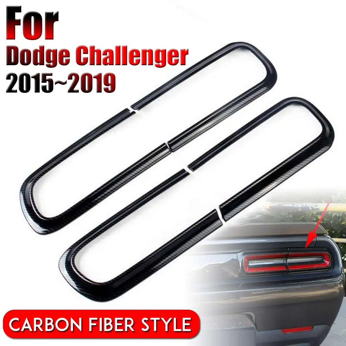 

4pcs ABS Taillight Cover Trim Sticker Carbon Fiber Style Mouldings for Dodge Challenger 2015+ Exterior Accessories