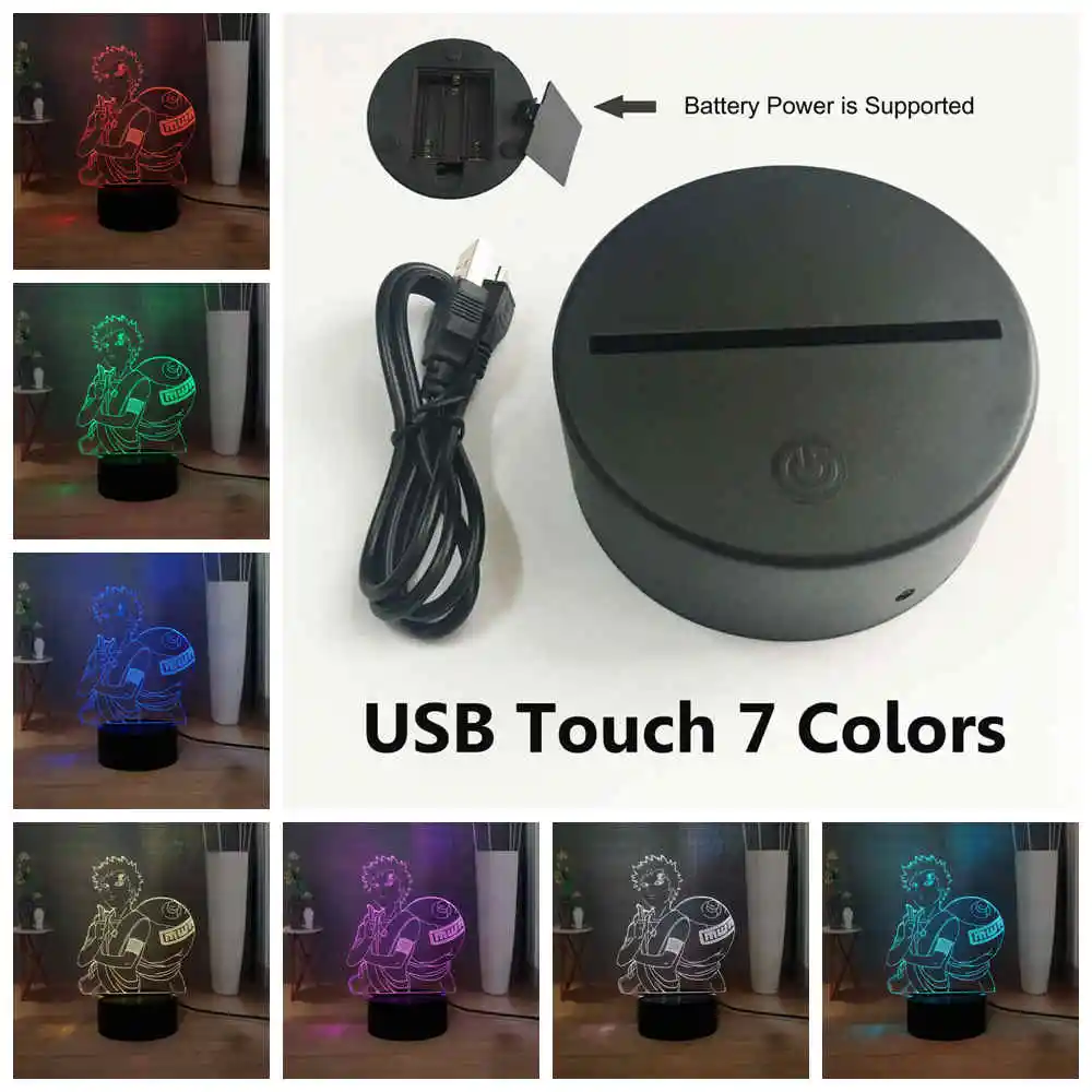 Наруто: детский светодиодный ночник shippюden повязка на голову Sabaku no Gaara RGB 7 красочная Сенсорная лампа USB мини настольная лампа для детей подарок на день рождения игрушка - Испускаемый цвет: USB Touch 7 colors