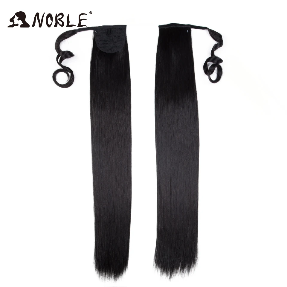 Noble Long Straight 32 Inch Wrap Around Clip In Ponytail Hair Extension Heat Resistant Synthetic Pony Tail Fake Synthetic Hair