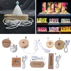 Деревянная прямоугольная круглая овальная основа для светодиодного дисплея ручной работы, художественное украшение из смолы, деревянная подставка с ночным освещением, поделки