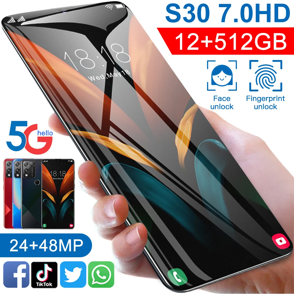 

Galay S30 Ultra 7.2 Inch Telefon 4G 5G Octa Core Andorid 10.0 Smartphones 12GB RAM 512GB ROM Mobile Phones Global Version