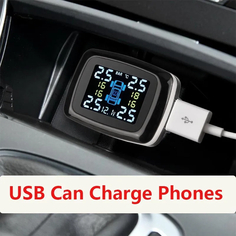 TPMS прикуриватель светодиодный дисплей внешние внутренние датчики USB порт