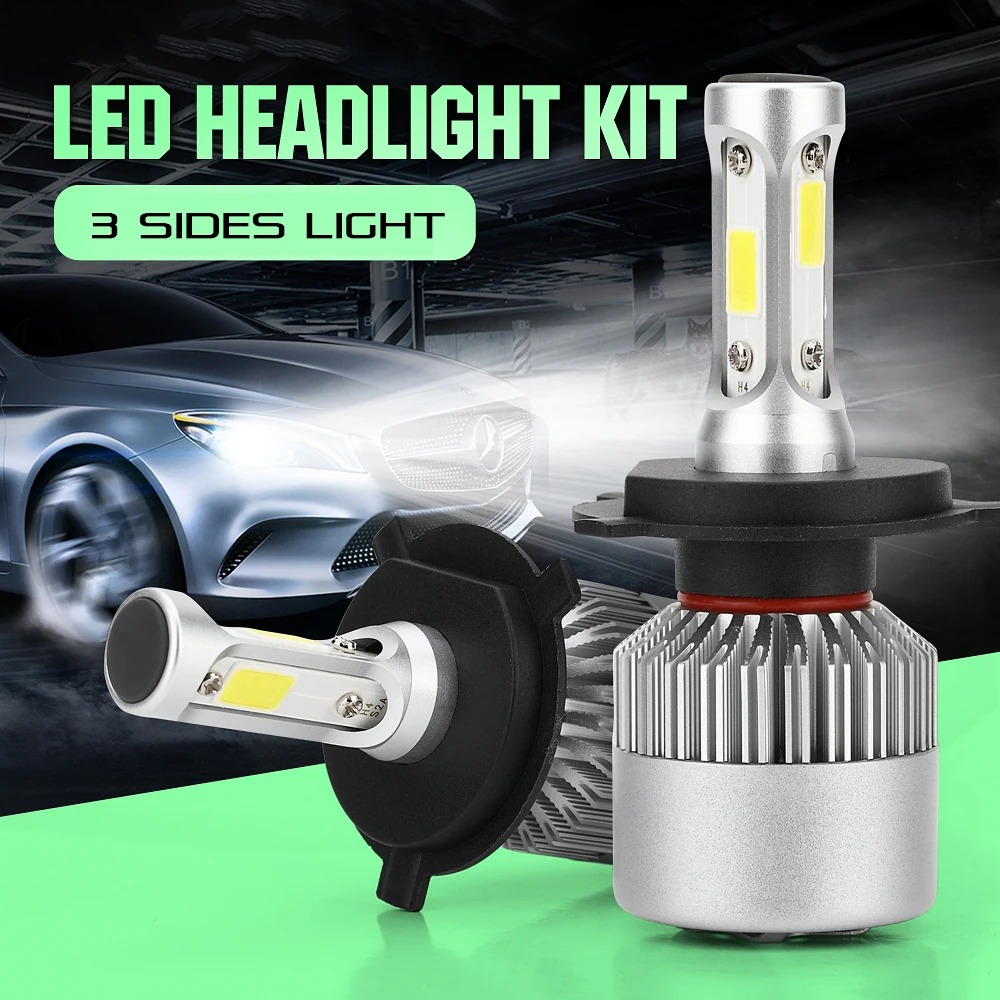 

NEW Arrivals S2 LED 10000LM/Set Car Headlight H1 H3 H4 H7 H11 H13 H27 9004 HB3 9006 HB4 9007 HB5 Bulb with 3 Sides Lights Lamps