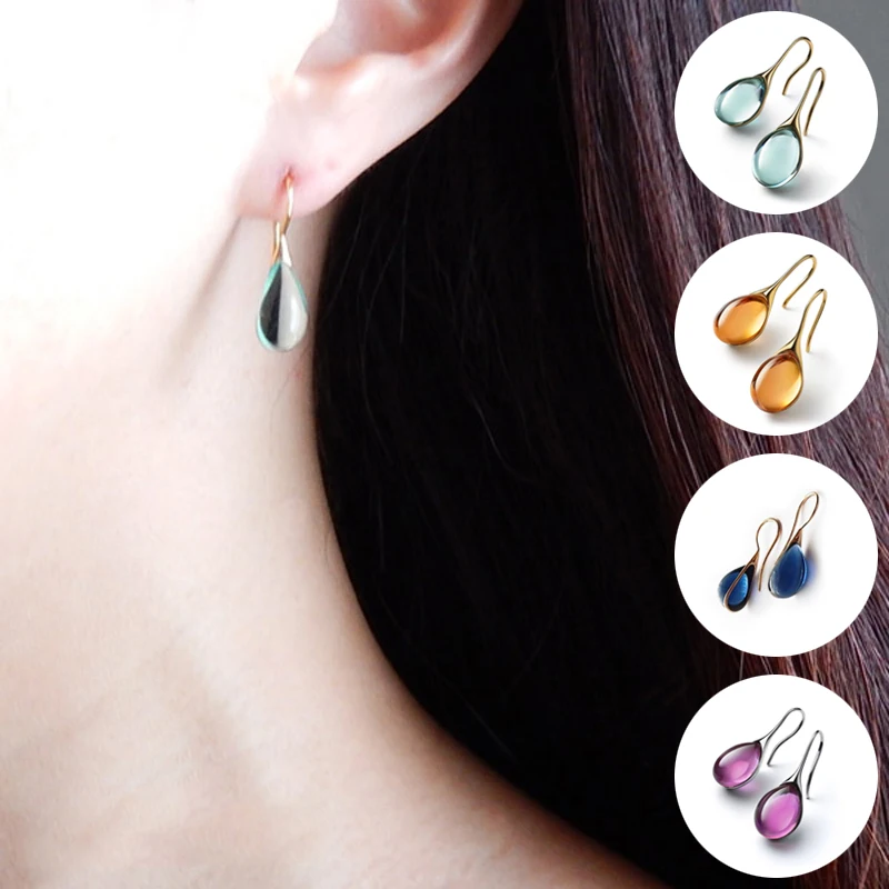 

4 Colors Cat Eye Gemstone Hook Earrings Handmade Exquisite Temperament Water Drop Wedding Engagement Anniversary Christmas Gift