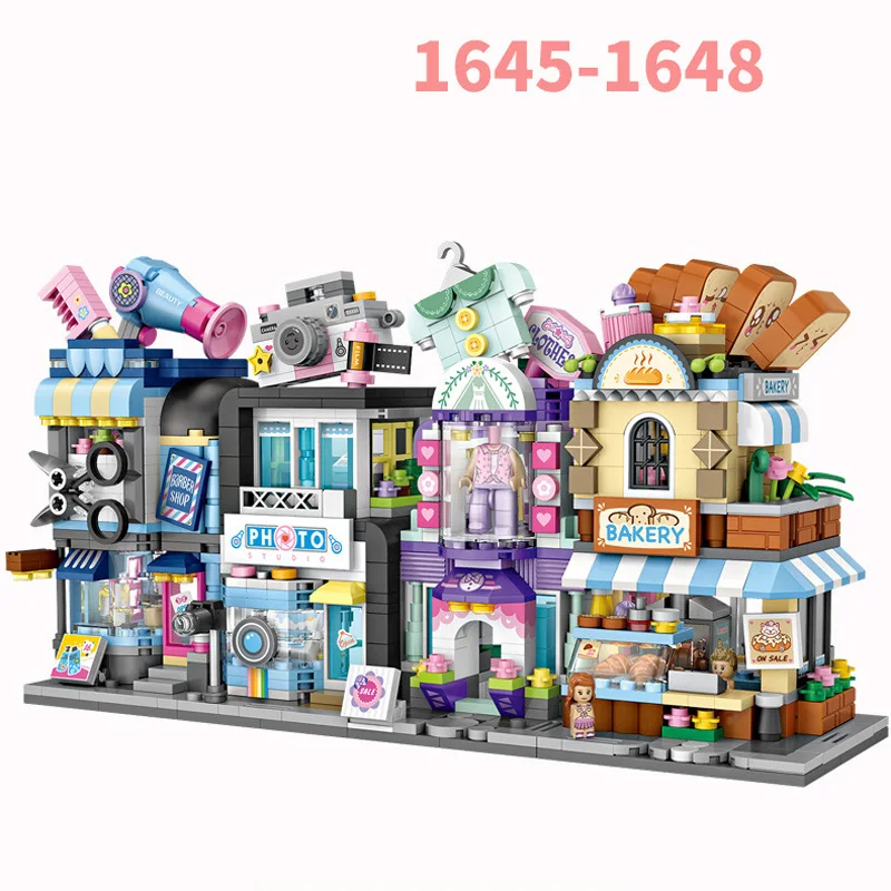 Мини блок уличный вид Парикмахерская прическа дом Модный магазин пекарская