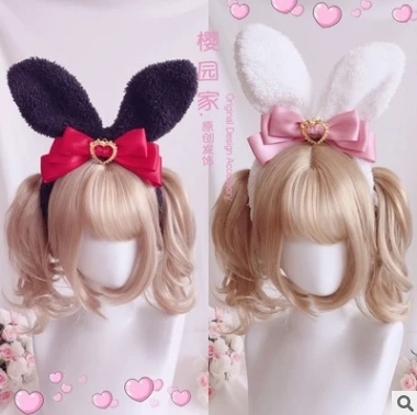 

Princess sweet lolita hairband Original rabbit ears Lolita bow hair band KC super multi-color cute hairband women HZQX083