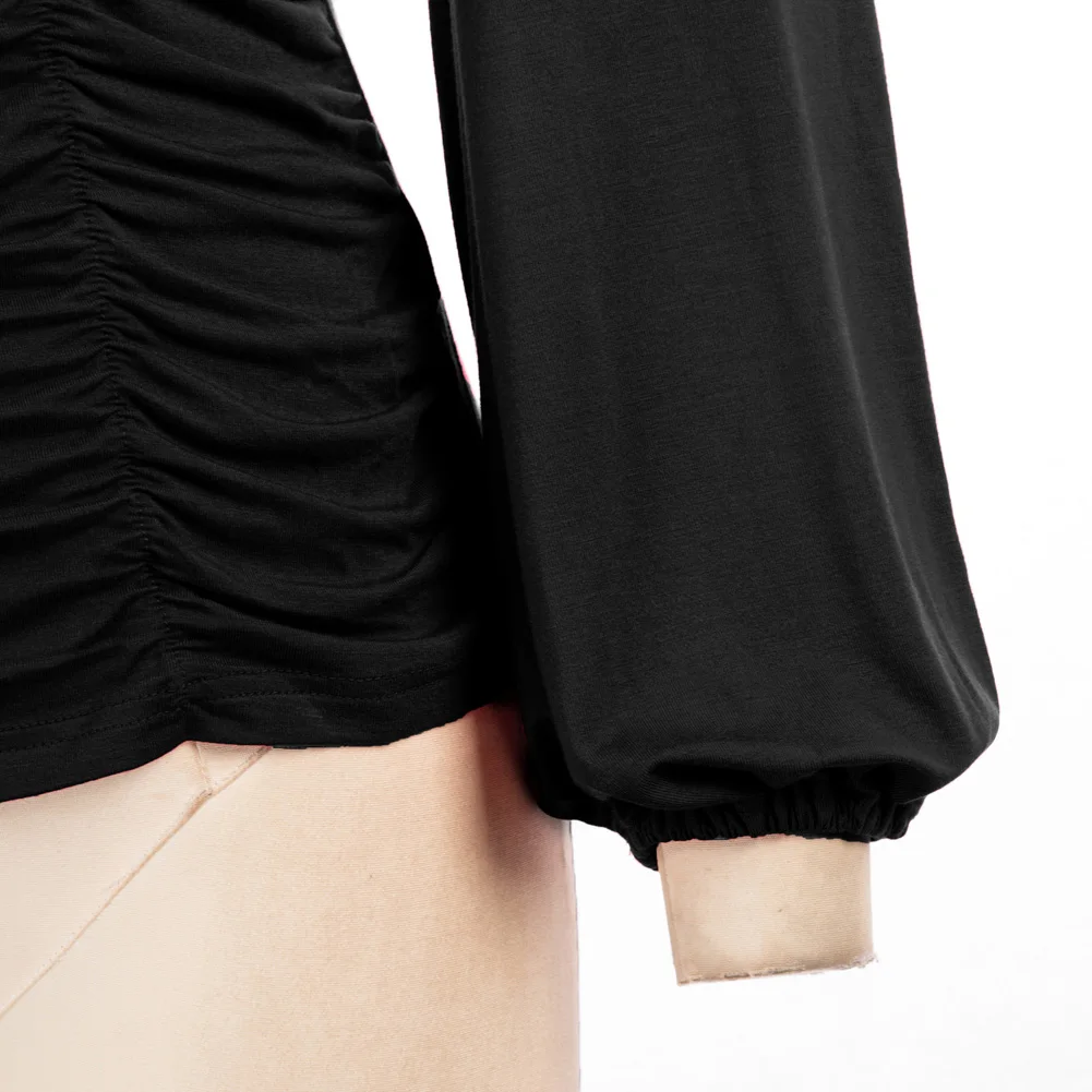 Женская блузка Grace Karin однотонная приталенная рубашка с рюшами спереди длинными