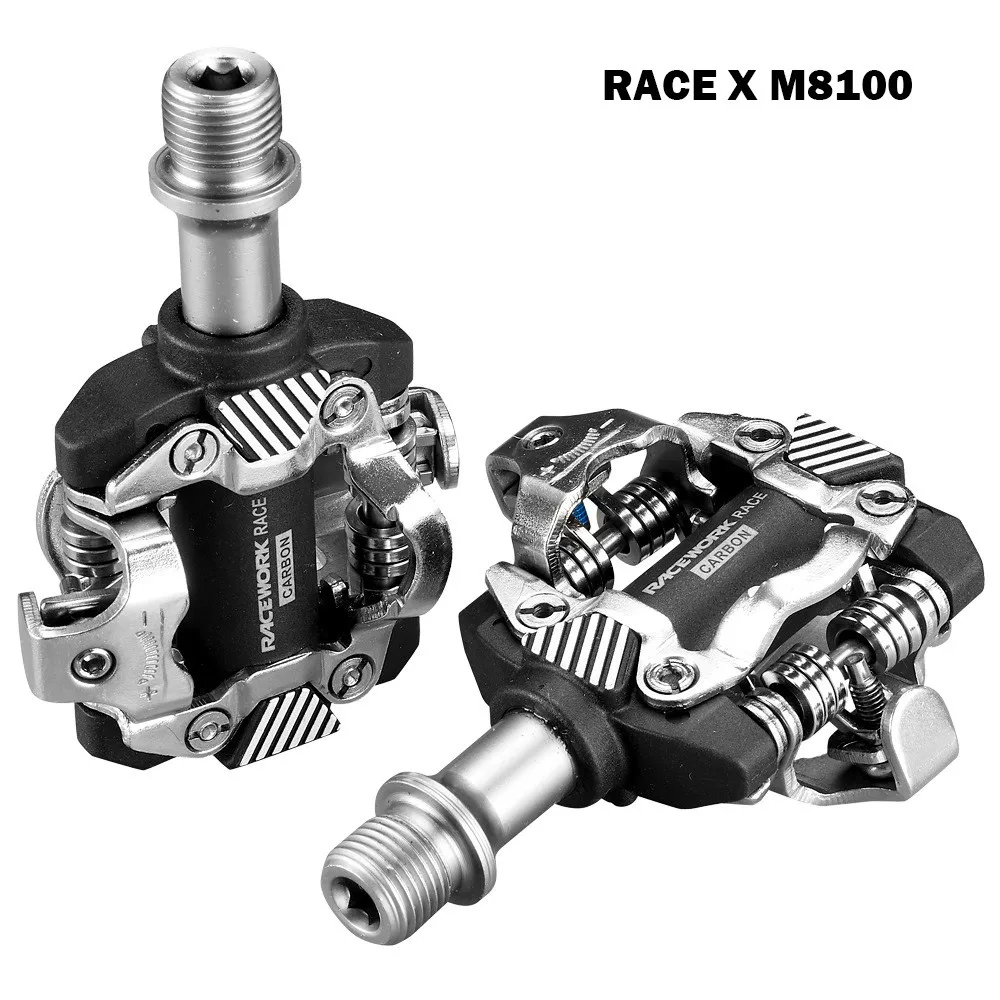 

RACEWORK X-M8100 Ultra-light Pedals Bike Self-Locking SPD Pedals DU Bearing MTB Bike Pedals Die Casting Carbon Fiber Pedal