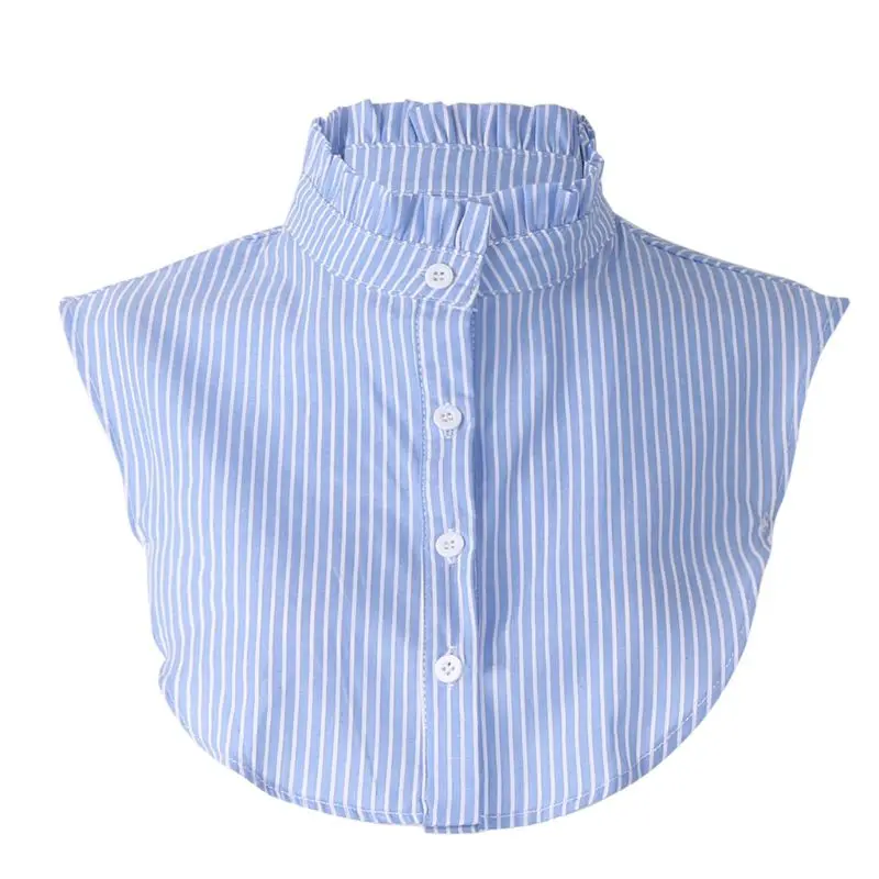 

New Fashion Women Detachable Dickey False Fake Collar Ruffle Striped Shirt Clothes Accessory 2020 Cotton Blend