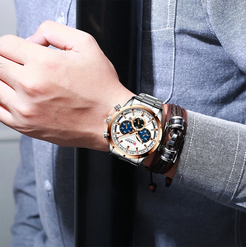 Мужские часы Relogio Masculino,, роскошные брендовые модные часы с большим циферблатом, мужские синие наручные часы с хронографом, Reloj Hombre