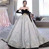 high quality plus size new fashion print fabric sweetheart puffy gown evening dress robe de soir%c3%a9e 2022 long evening gowns