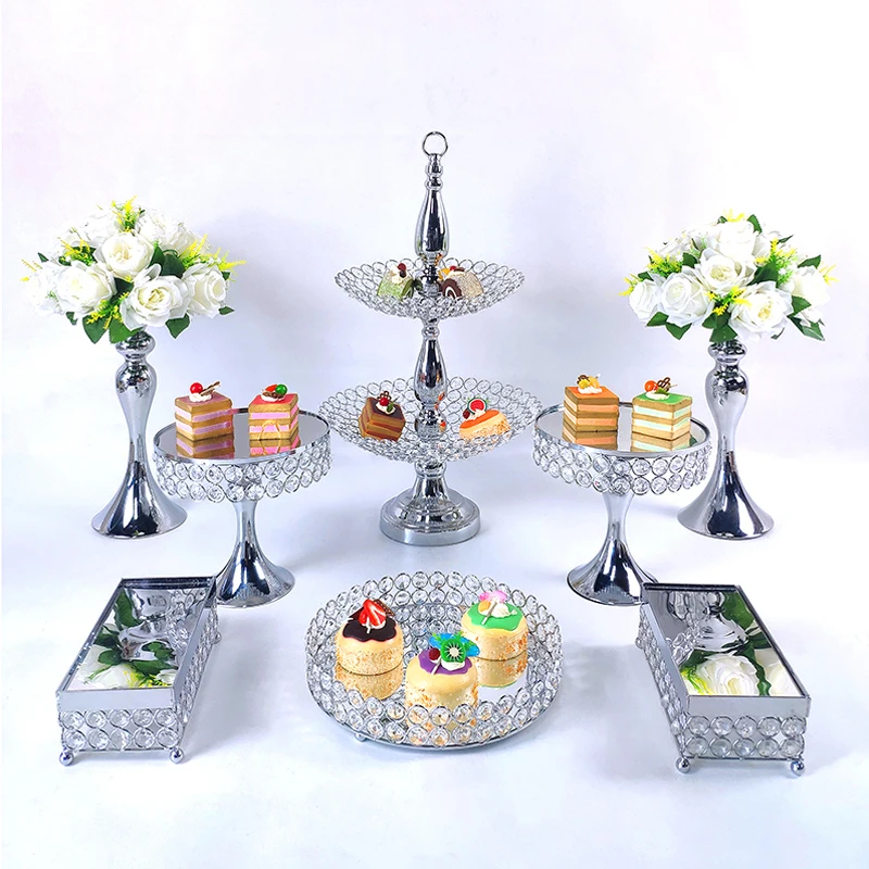 7 шт. цвета: золотистый серебристый металлическая для подставки пирожных Круглый