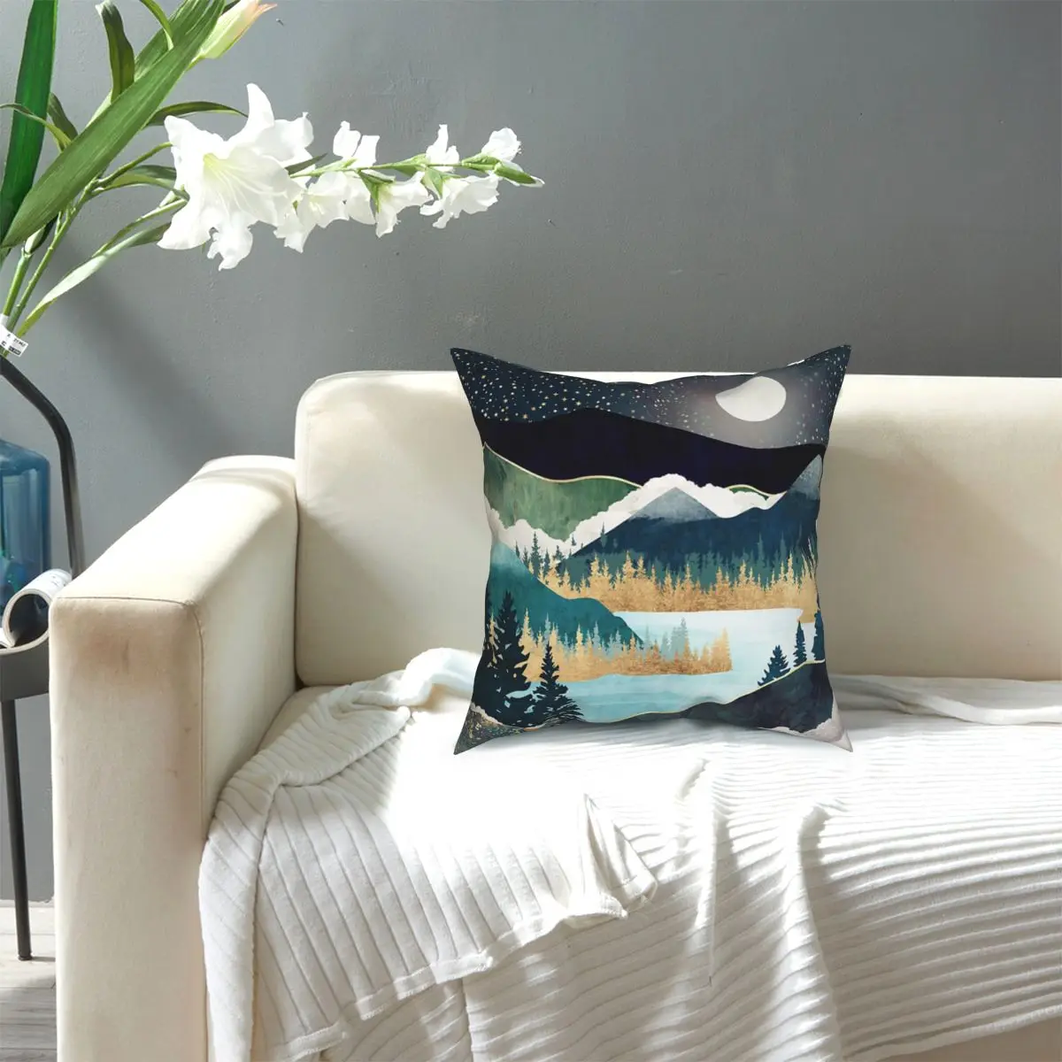 

Star Lake Pillowcase Printed Fabric Cushion Cover Decorative Pillow Case Cover Home Zippered 40X40 Cushion Covers Drop Shipping