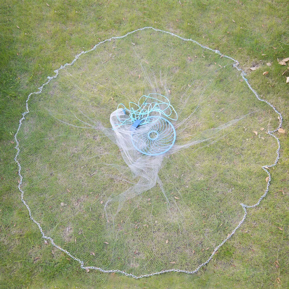 XC LOHAS Chain Fishing Net Network Casting Mesh Throw Hand Fish With Flying Disc Sinkers Cast For | Спорт и развлечения