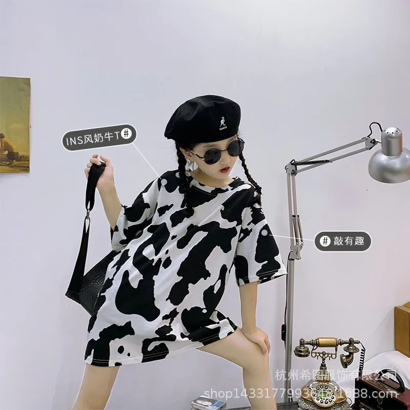 Новинка лета 2020 футболка для девочек корейское повседневное длинное