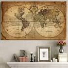 Карта мира в стиле ретро, Картина на холсте, картины для гостиной, плакаты, настенные картины, украшение для дома