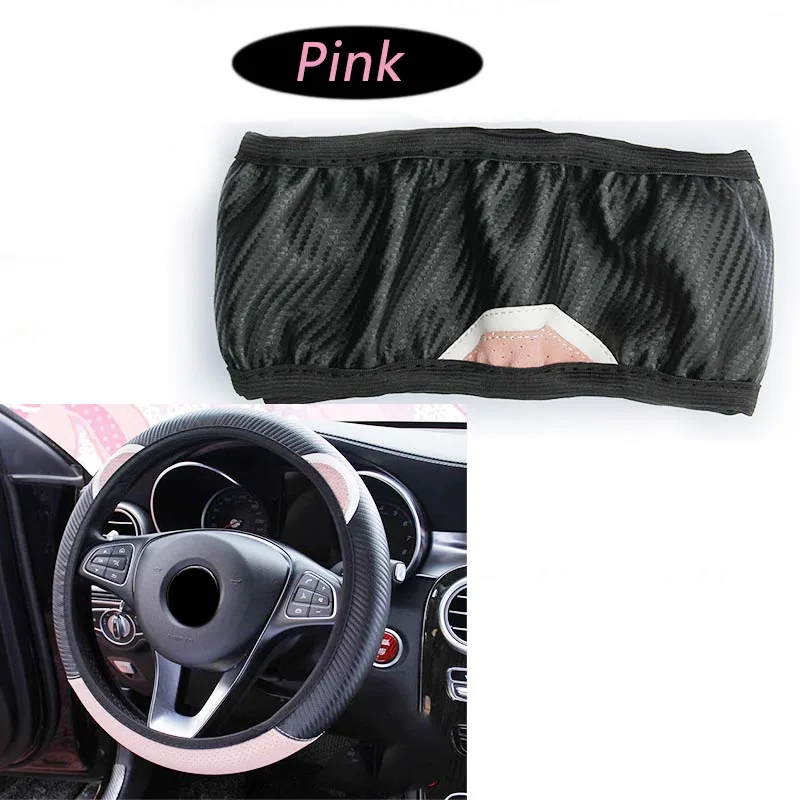 pink Кошачий карбоновый чехол рулевого колеса автомобиля Противоскользящий для Toyota Corolla Avensis RAV4 Yaris Auris Hilux Prius verso MG 3 ZR Buick - Название цвета: pink