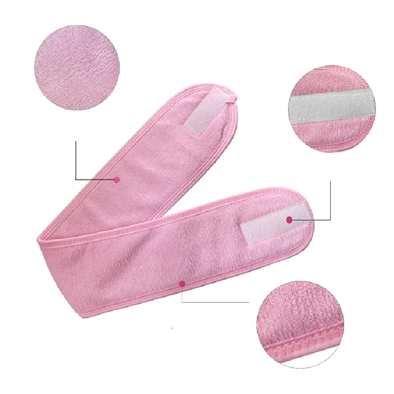 

Adjustable Pink Spa Bath Shower Make Up Headband Cosmetic Headband Wash Face Sports For Women Hair Accessories Soft Hair Bands