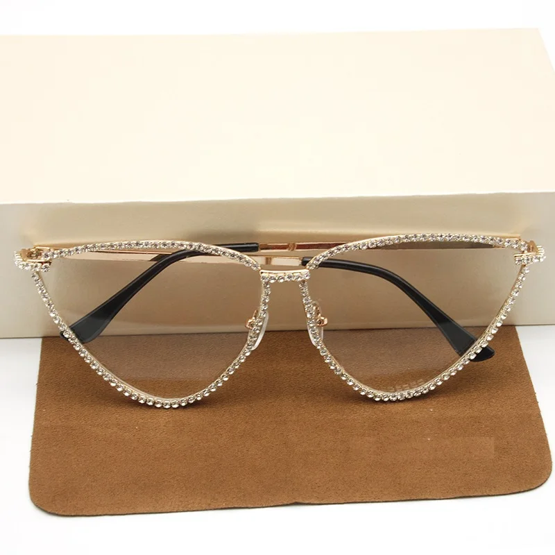 

Diamond Sunglasses Women Handmade Cat Eye Sun Glasses for Woman Steampunk Fashion Red Clear Eyewear Punk Retro Hip Hop