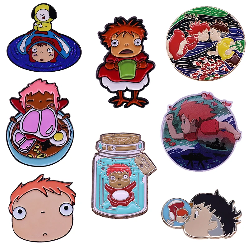 Брошь Sosuke Ponyo коллекция булавок аниме студия Хаяо Миядзаки милые аксессуары для