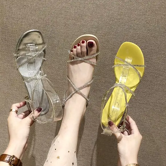 Не сужающийся книзу массивный Сандалии в римском стиле женские Фея 2019 новый