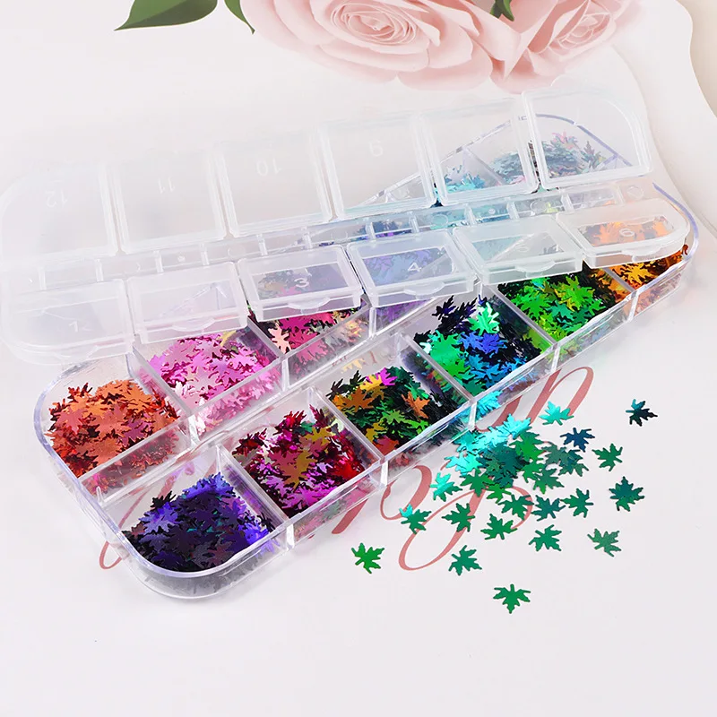 Блестки в виде кленовых листьев для маникюра 12 цветов | Красота и здоровье