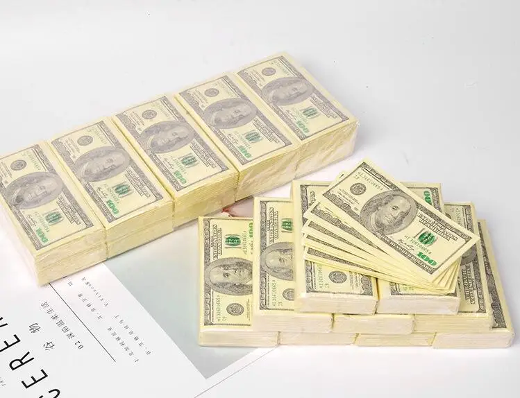 10 шт./компл. 100 долларов туалетная бумага для салфеток с принтом натуральный