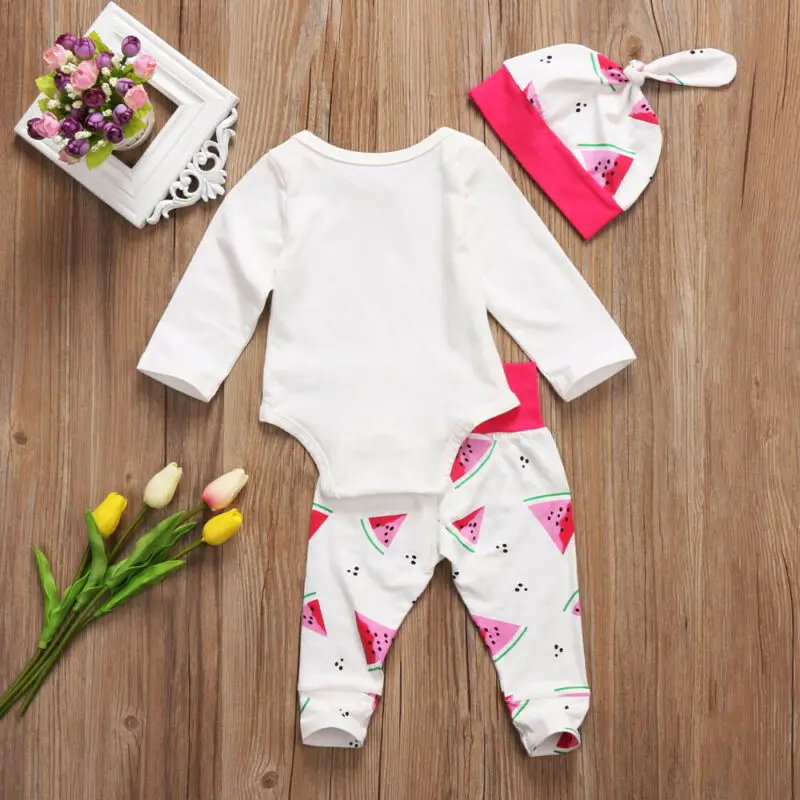 

Free shipping Newborn Baby Girl Little Sister Romper Long Pants Hat Outfit Clothes 3PCS Set