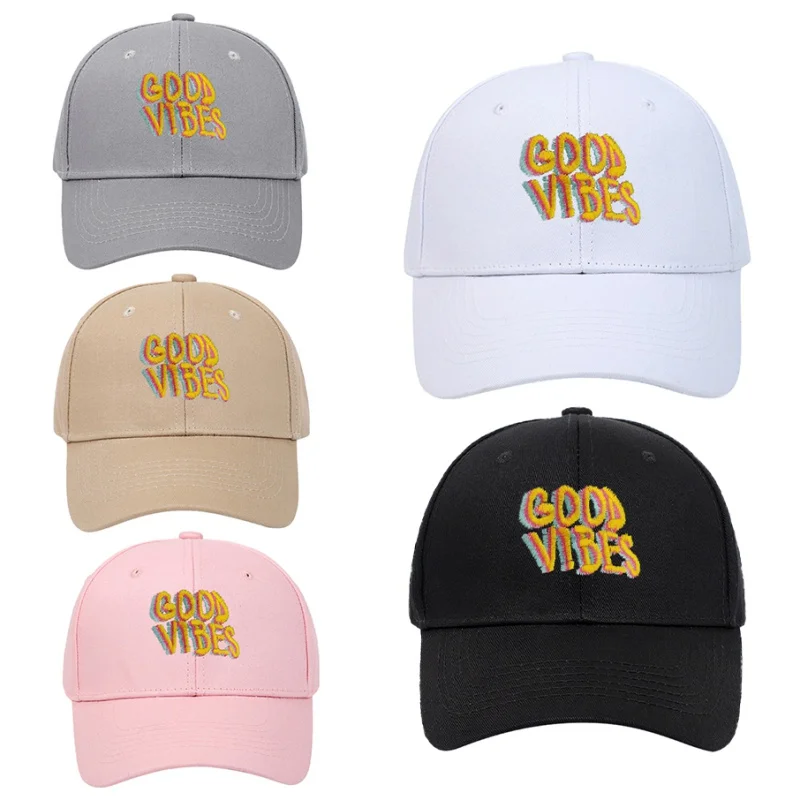 

2020 new men women Good Vibes Dad Hat Embroidered Baseball Cap Curved Bill 100% Cotton Casquette Brand Bone Fashion Hats