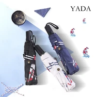 yada 2020 ins fashion sailing ship boat 3 folding umbrella rain uv umbrella for women man windproof cartoons umbrellas ys200158