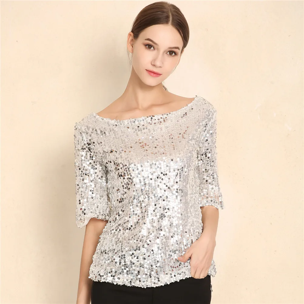 Новинка 2020 модные женские пикантные свободные блестящие блузки с открытыми