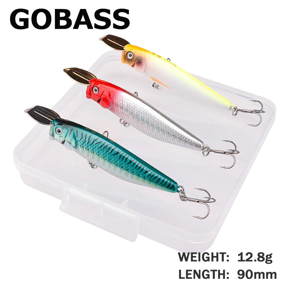 

GOBASS Sea Pike Fishing Tackle Box Lures Fishing Popper Bait Saltwater Sinking Riser Bait Set of Wobblers Pencil Lure Kit Minnow