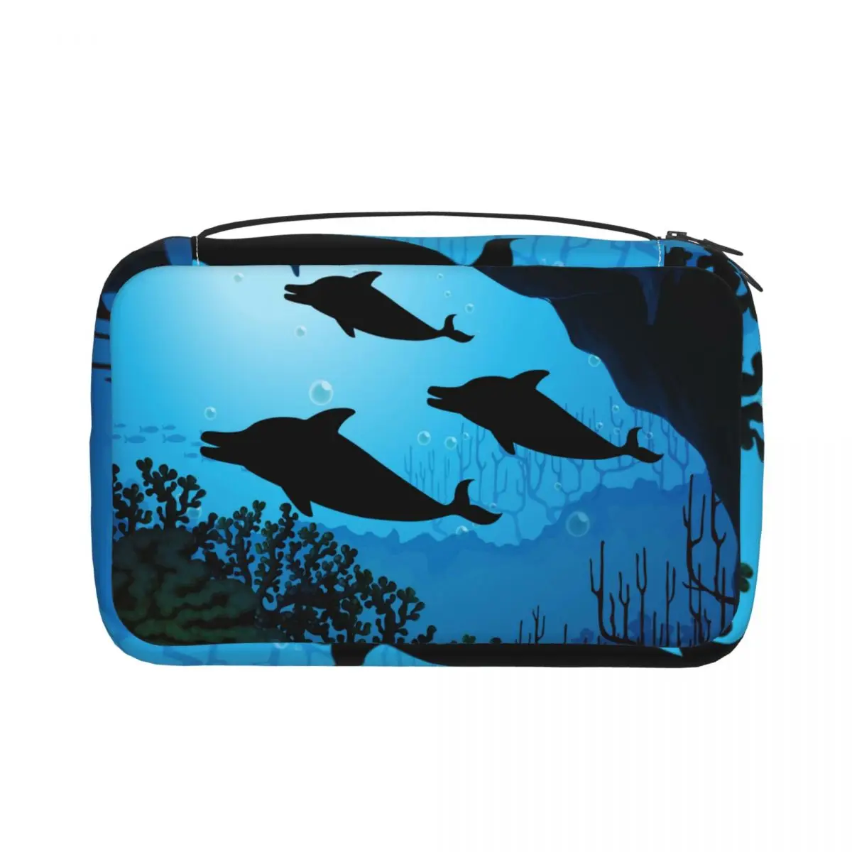 

Women Travel Cosmetic Bag Dolphin Nature Scene Toiletries Organizer Storage Neceser Hanging Bathroom Wash Bag
