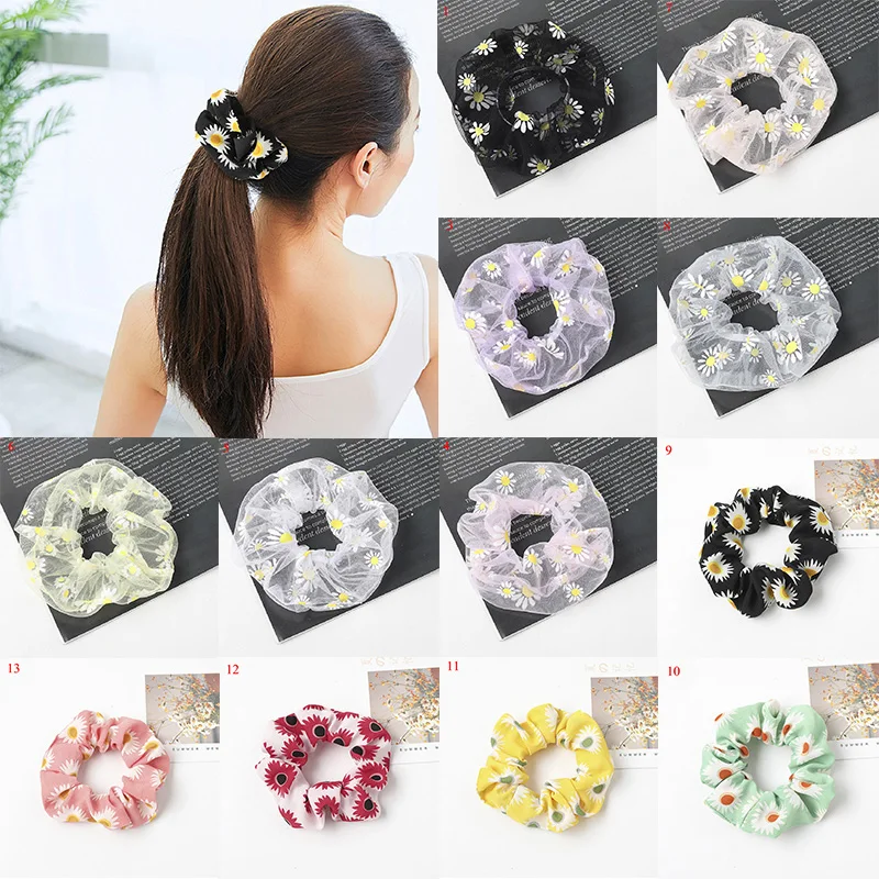 

Daisies Cute Sweet Hairband Women Scrunchie Ponytail Hair Holder Rope Tie Harajuku Fashion Hair Accessories Rubber Band Headwear