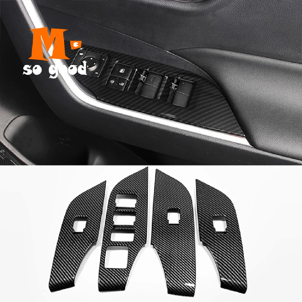 

Карбоновый подъемник RHD для Toyota RAV4 2019-2021, переключатель управления стеклоподъемником, держатель стакана для воды, панель переключения передач, рамка, аксессуары для интерьера