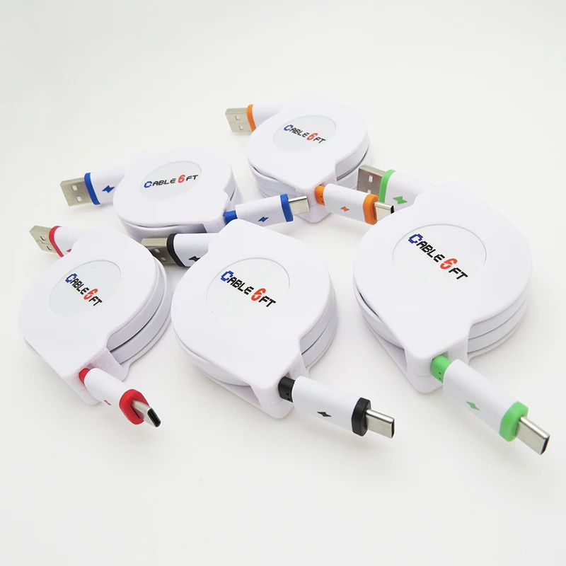 Type c Выдвижной зарядный кабель 1 м 2 3 USB для передачи данных и зарядки Xiaomi Huawei Mate9/10 P9