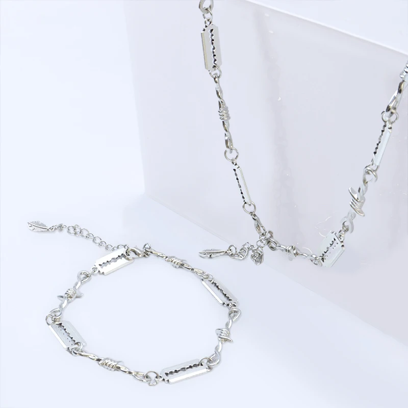 Маленькие металлические бритвенные колье лезвия ожерелье с подвеской цепочка