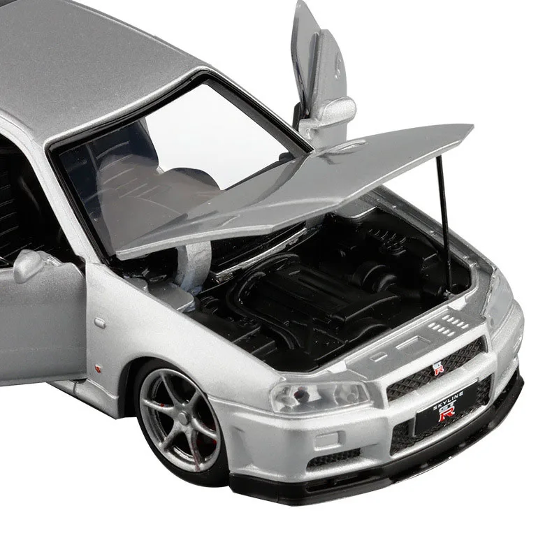 1/32 сплав Япония R34 SKYLINE GTR литая модель Игрушечный Автомобиль Моделирование Звук