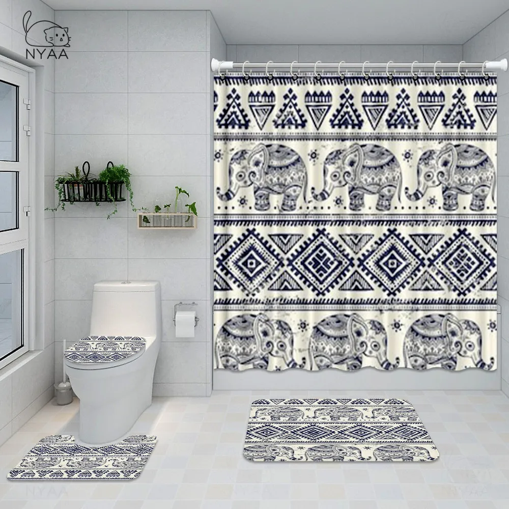 Водонепроницаемая душевая занавеска в виде индийского слона набор из 4 предметов