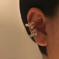 2021 japan retro heart belt waistband shape small ear clip earring for women metal silver color ear cuff aesthetic jewelry 1 pc
