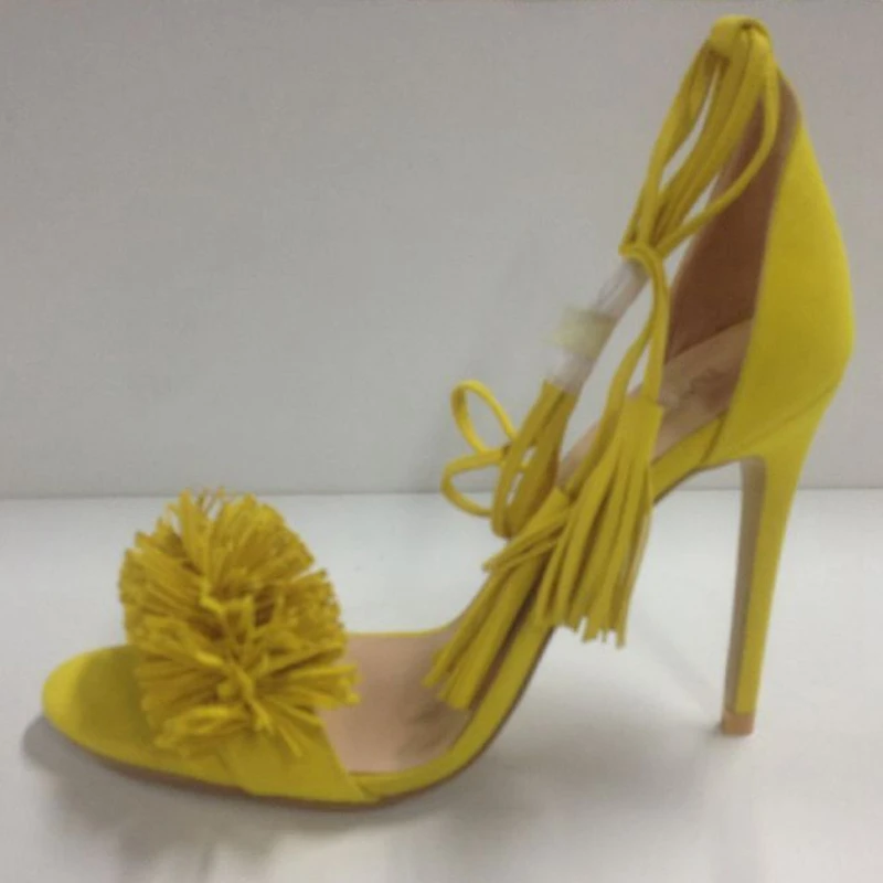 

ENMAYER Brand Women Sandals 2020 Summer Fringe Ankle Strap 12CM Stilettos Extreme High Heels Black Blue women shoes sandals