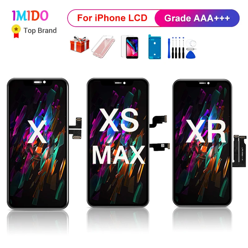 

Улучшенный качественный экран для iPhone X XS MAX XR ЖК-дисплей 1:1 3D Сенсорная панель дигитайзер полная сборка замена без битых пикселей