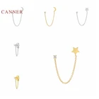 Автоклав 1 шт. 925 стерлингового серебра серьги для женщин цепь кисточкой с изображением луны и звезд, простые серьги-гвоздики с цирконами серебряные ювелирные изделия Brincos