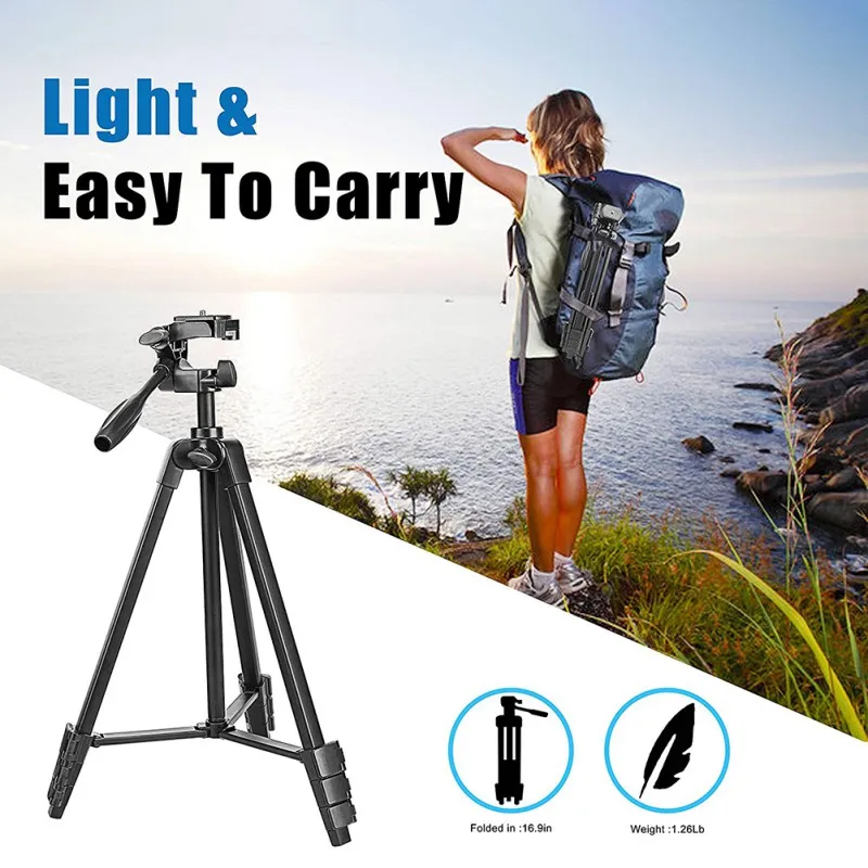 

ZL Professional Tripod Extendable Travel Lightweight Stand With Phone Holder For Camera Gopro Smartphones Live Broadcast