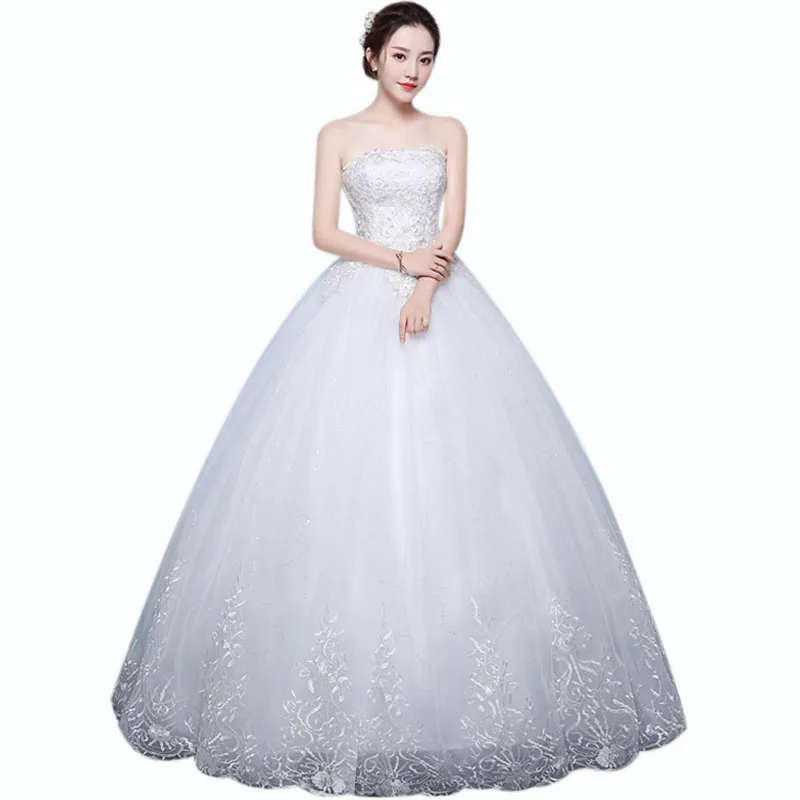 

Wedding Dress Long It's Yiiya AR674 Strapless Lace Wedding Dresses Boho Sleeveless Bridal Ball Gowns Plus Size Vestido De Noiva