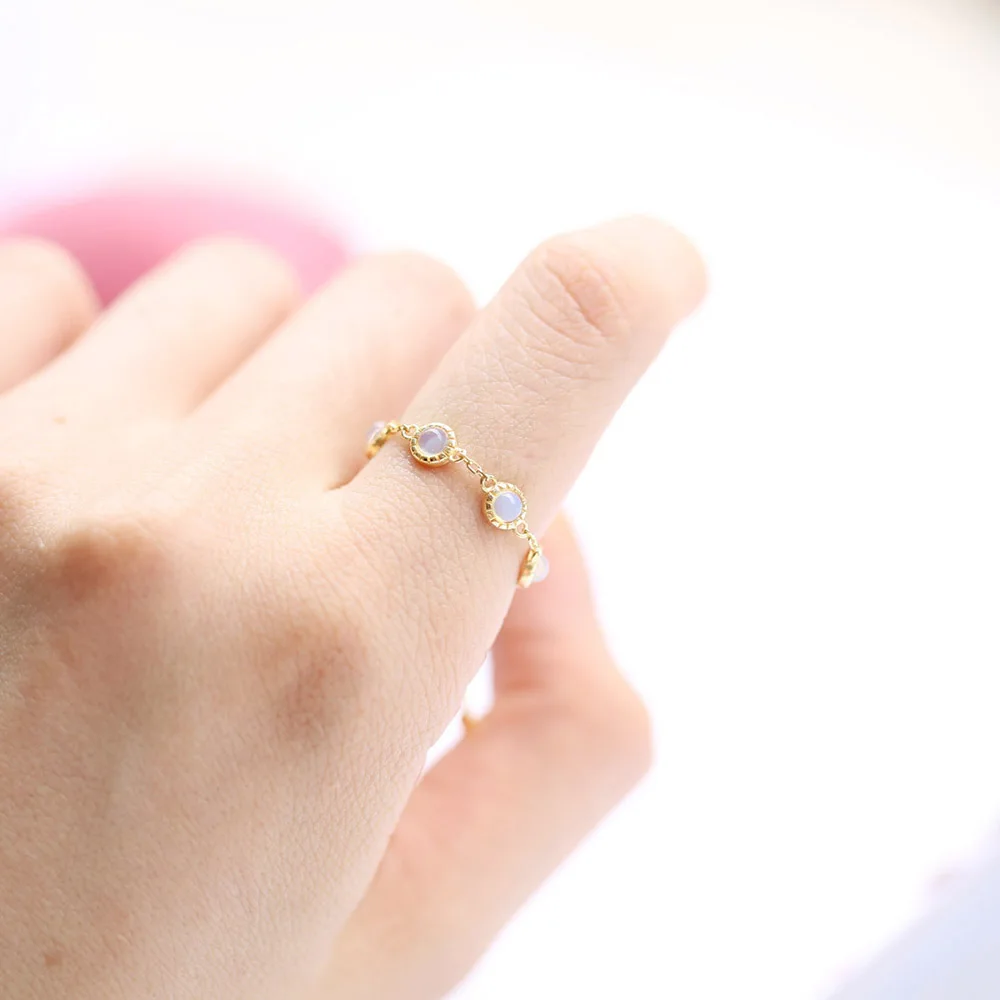 Женское регулируемое кольцо-цепочка 925 пробы серебряное кольцо с опалом рубином