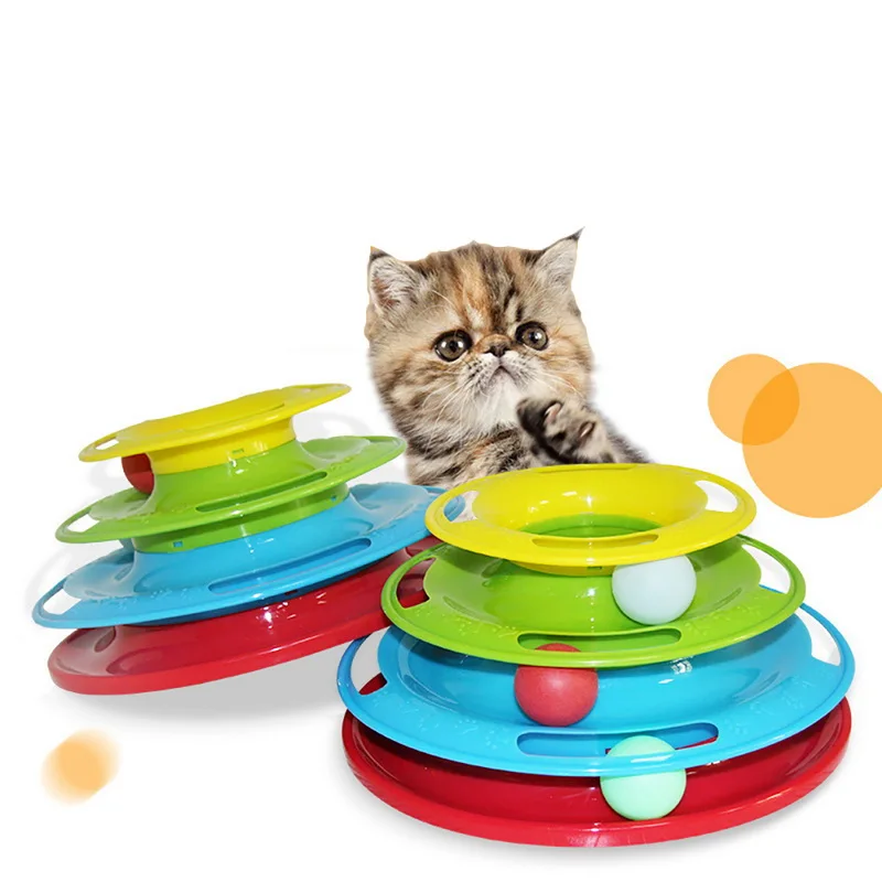 Смешная игрушка для питомца игрушки разведчика кошек с тройным игровым диском